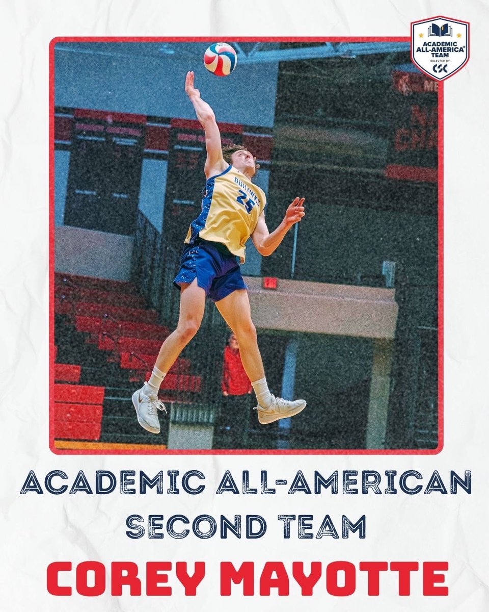 𝐀𝐍𝐃 𝐓𝐇𝐄 𝐋𝐈𝐒𝐓 𝐆𝐎𝐄𝐒 𝐎𝐍…

Corey Mayotte caps off a tremendous career with the Purple and Gold by becoming the first player in program history to earn CSC Academic All-America status‼️

#GoDuhawks