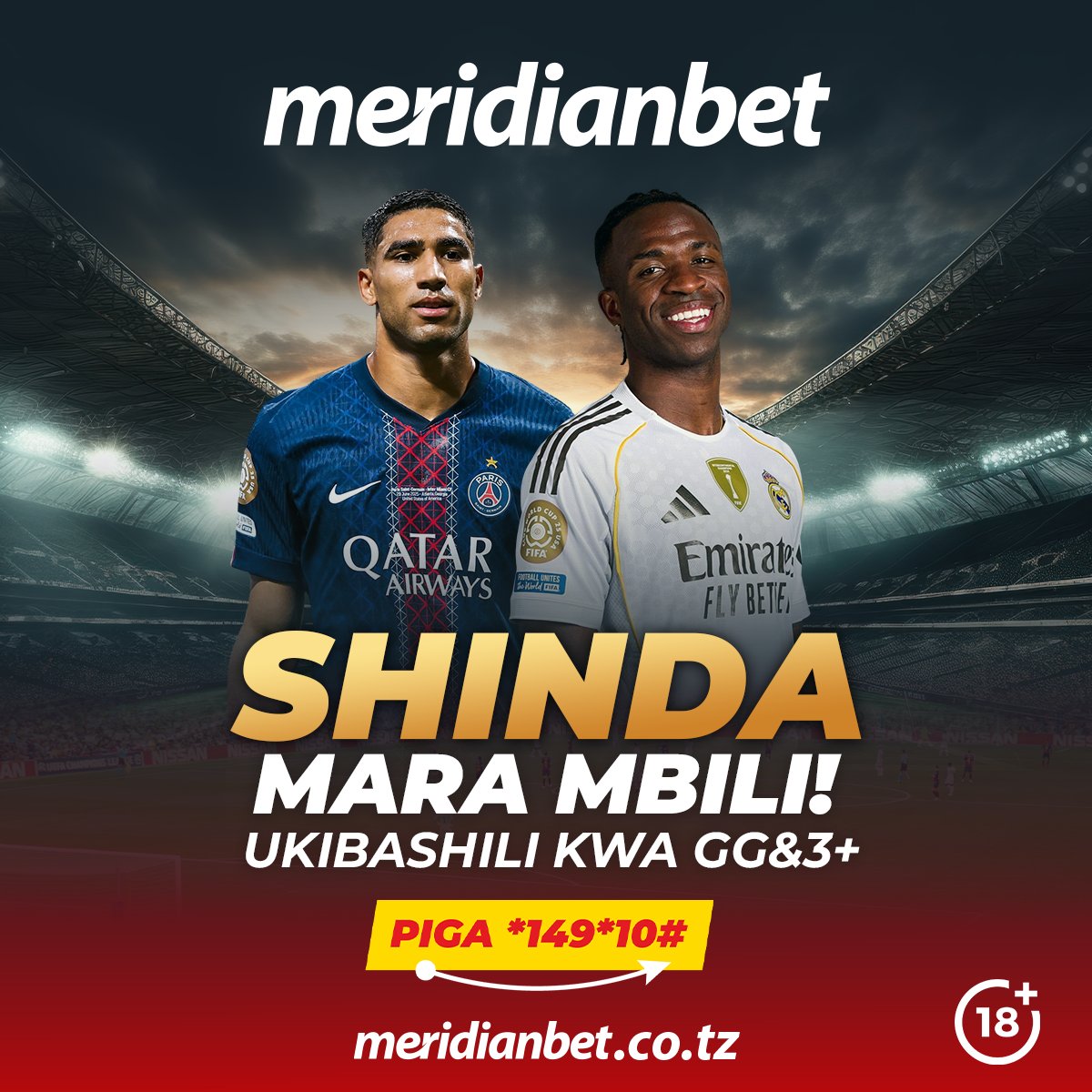 Nani kusonga fainali ya CWC leo kati ya PSG vs Real Madrid?. Bashiri mechi hii na nyingi upige pesa leo, Kwa wale wa USSD na vitochi piga *149*10#. 
#meridianbettz #kasinoyamtandaoni #slotimachine #ushindimkubwa #titanroulette #oddskubwa