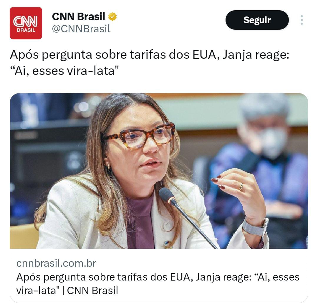 🇧🇷 🇺🇲 | Janja da Silva, Lula's wife, calls Americans "mutts" when asked about Trump's possible imposition of tariffs.