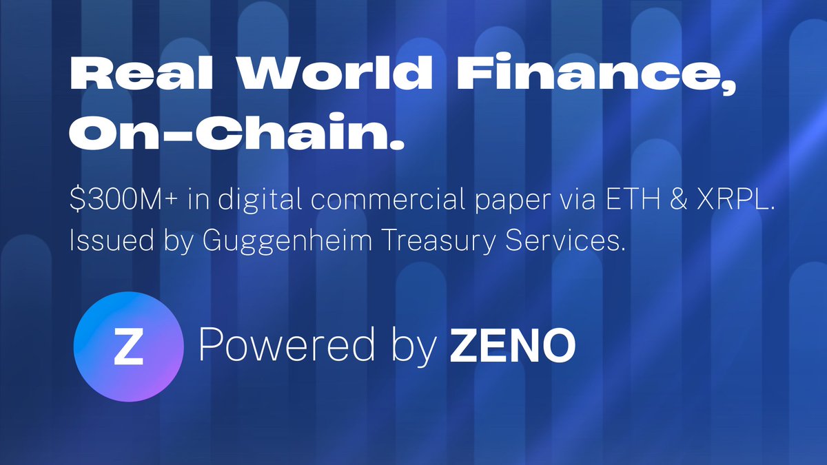 Most token governance feels like theater.

ZENO is different.
It governs infrastructure that already enabled $300M+ in regulated asset issuance via Guggenheim Treasury Services.

Programmable finance. Trusted rails. Public coordination.
