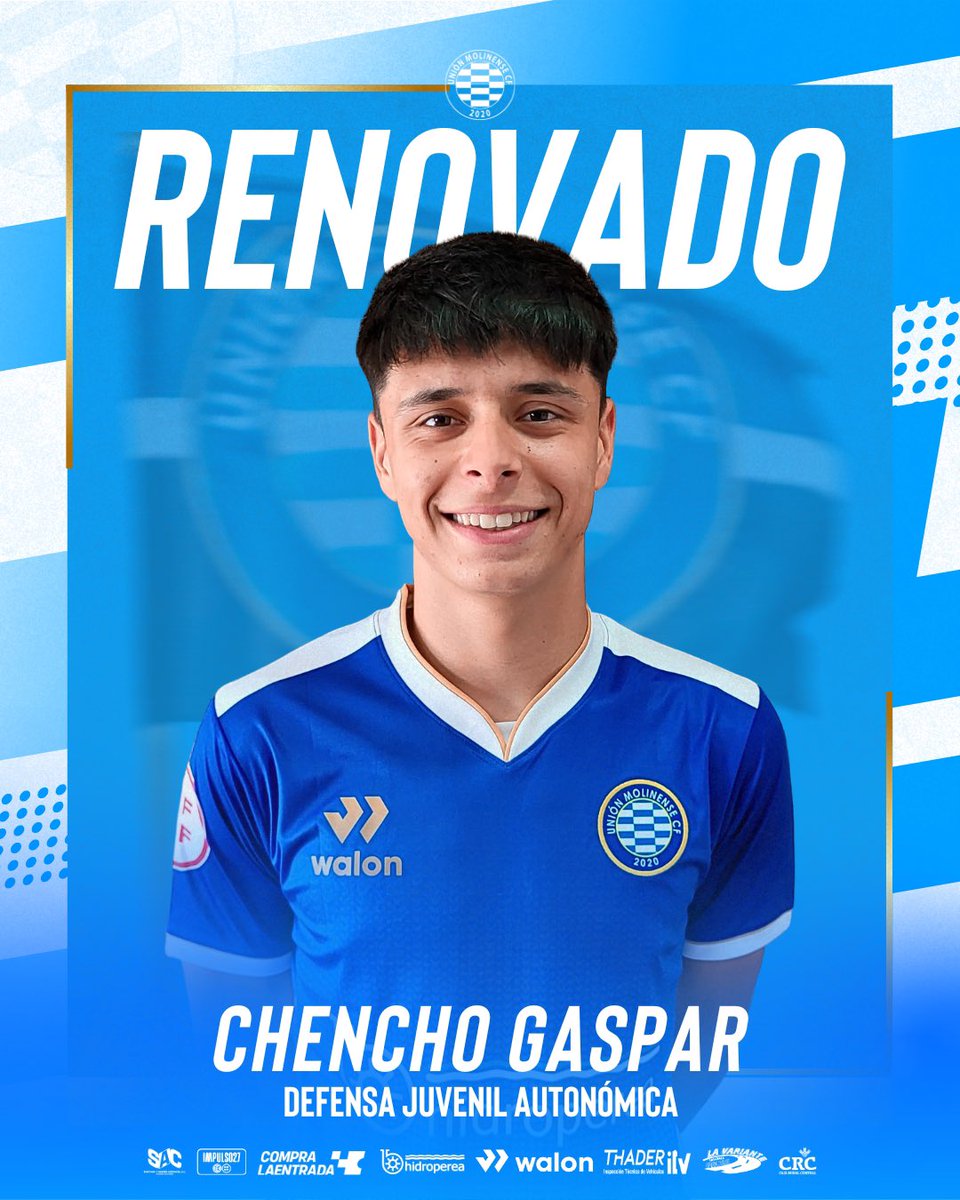 UnionMolinense's tweet photo. 𝐂𝐎𝐌𝐔𝐍𝐈𝐂𝐀𝐃𝐎 𝐎𝐅𝐈𝐂𝐈𝐀𝐋 🚨|

Chencho Gaspar, renovación para la zaga del #JuvenilA.

El defensor, y capitán del Liga Nacional la pasada campaña, sumará su segunda temporada en el club.

Aportará velocidad, fuerza y compromiso. https://t.co/YASWOyhXsM