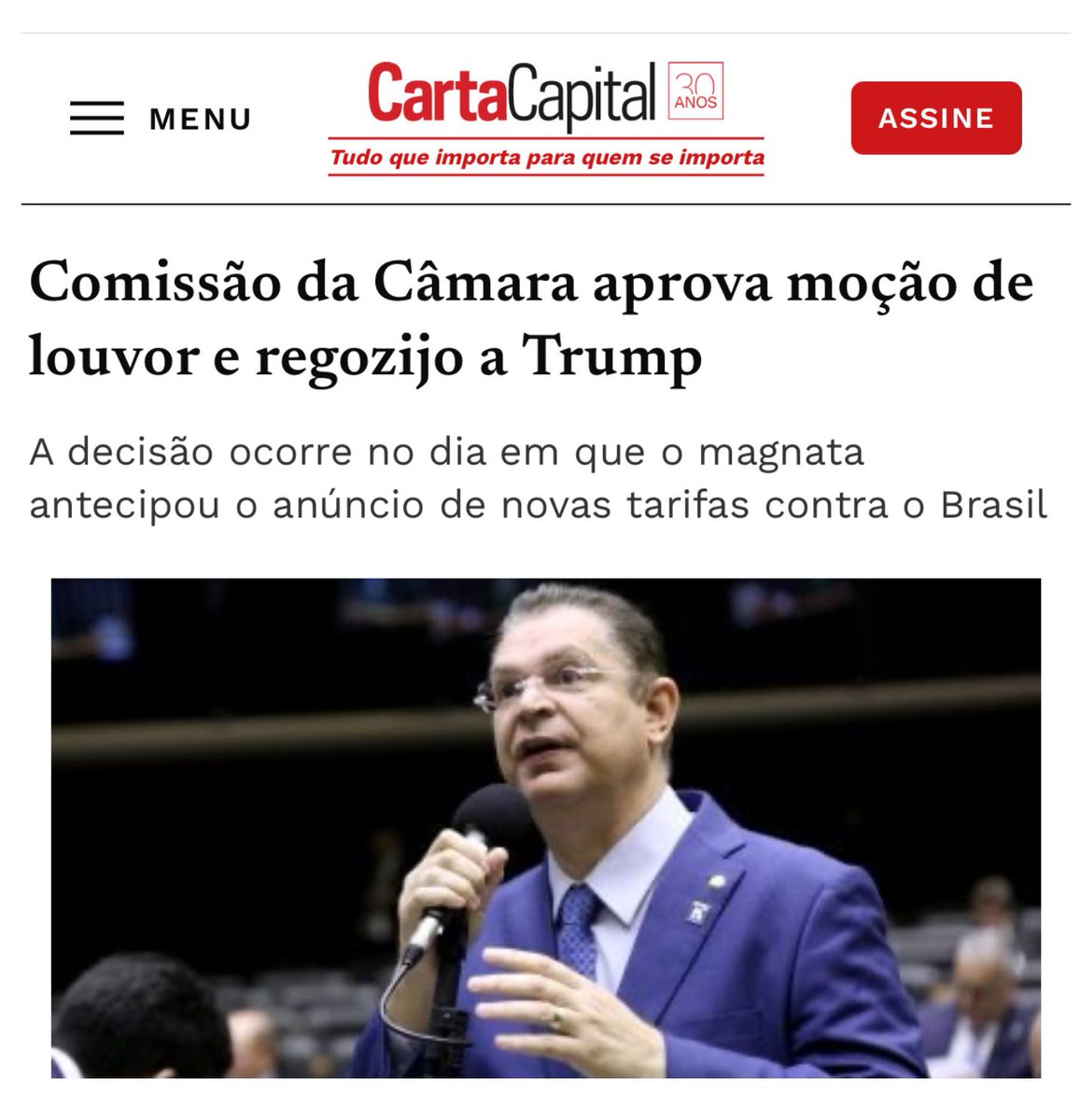 Rapaz, olha só o nível dos parlamentares bolsonaristas! Trump ataca nossa soberania, Lula responde à altura defendendo o país, e os bolsonaristas resolvem homenagear o agressor? Esses vira-latas ainda têm a coragem de se dizer patriotas?

BRASIL SOBERANO
DIA 10 POVO NAS RUAS