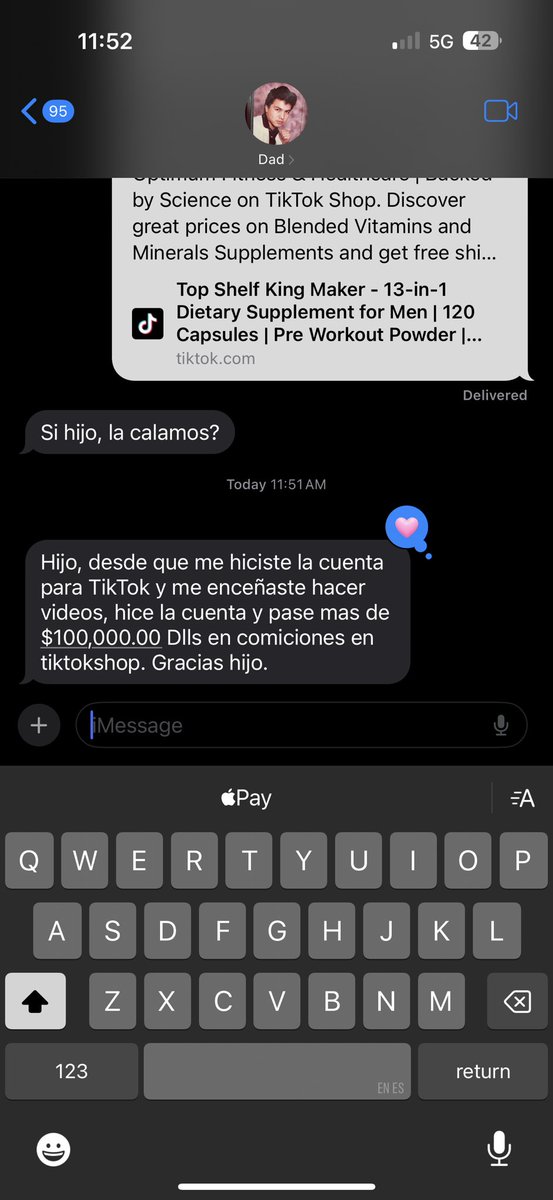 Making back to back $55k months was cool.

Hitting a $78k month was dope too.

Winning a Porsche on a brand giveaway with all my homies was sick as well.

But the best feeling I’ve gotten this past year was receiving this text from my dad today.

He made +$100k in commission on