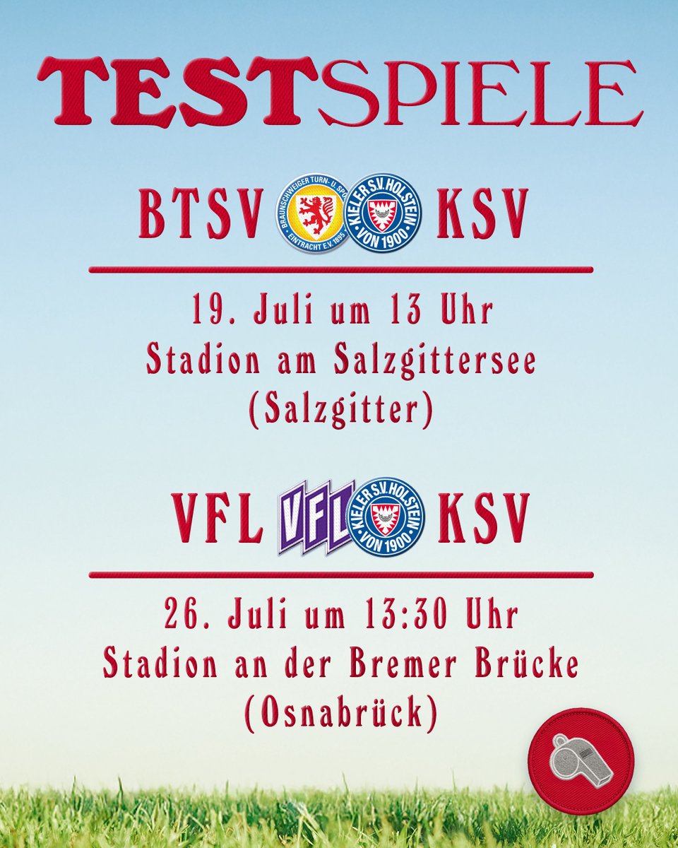Unsere kommenden Testspiele wurden finalisiert 👇

Hier findet ihr alle Informationen zu unseren zwei Tests gegen Eintracht Braunschweig und VfL Osnabrück ⏩️ tinyurl.com/KSVTests
_
#KielAhoi