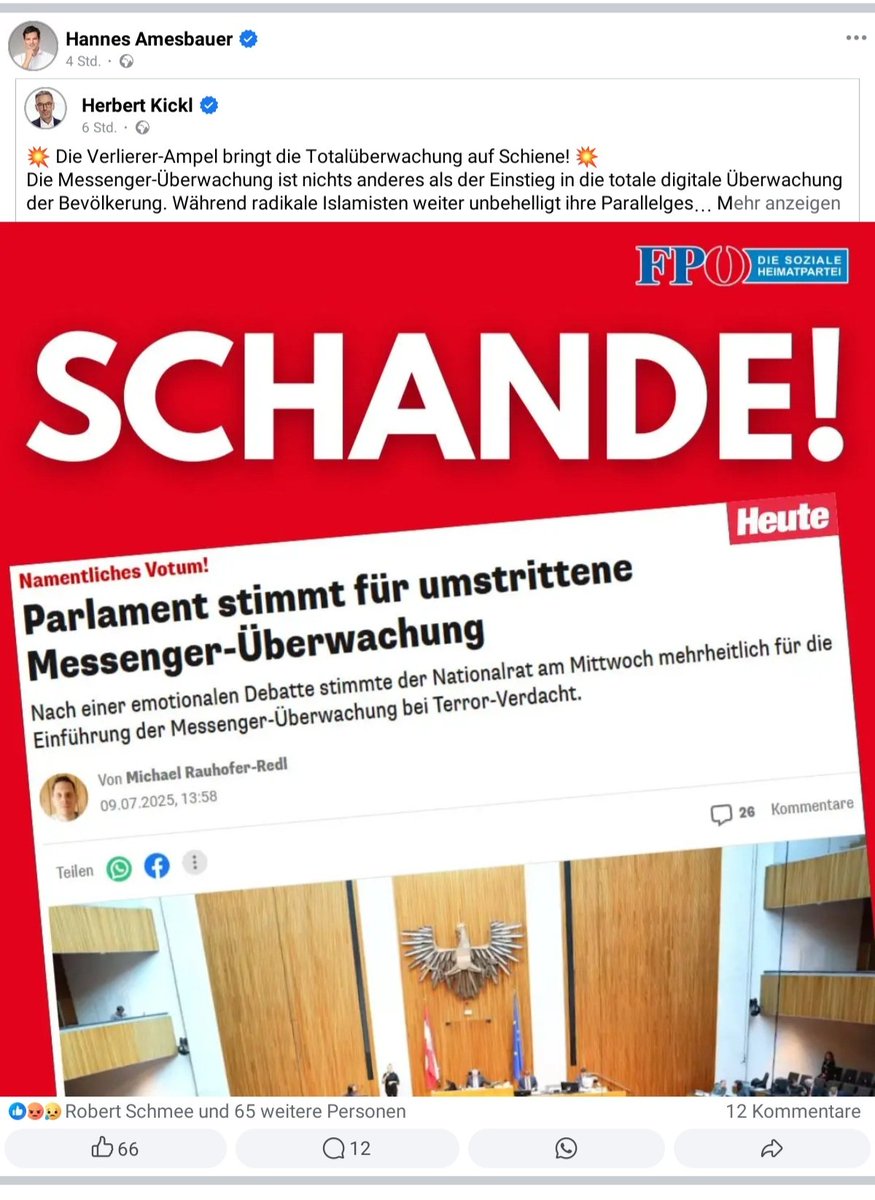 RaderLu's tweet image. Was für Pharisäer: die damaligen Innenminister Kickl und Abgeordneter Amesbauer haben - als die FPÖ in der Regierung war - ein viel umfangreicheres Überwachungspaket beschlossen, das der Verfassungsgerichtshof teilweise aufhob.
share.google/zW34eeLtrGiloB…