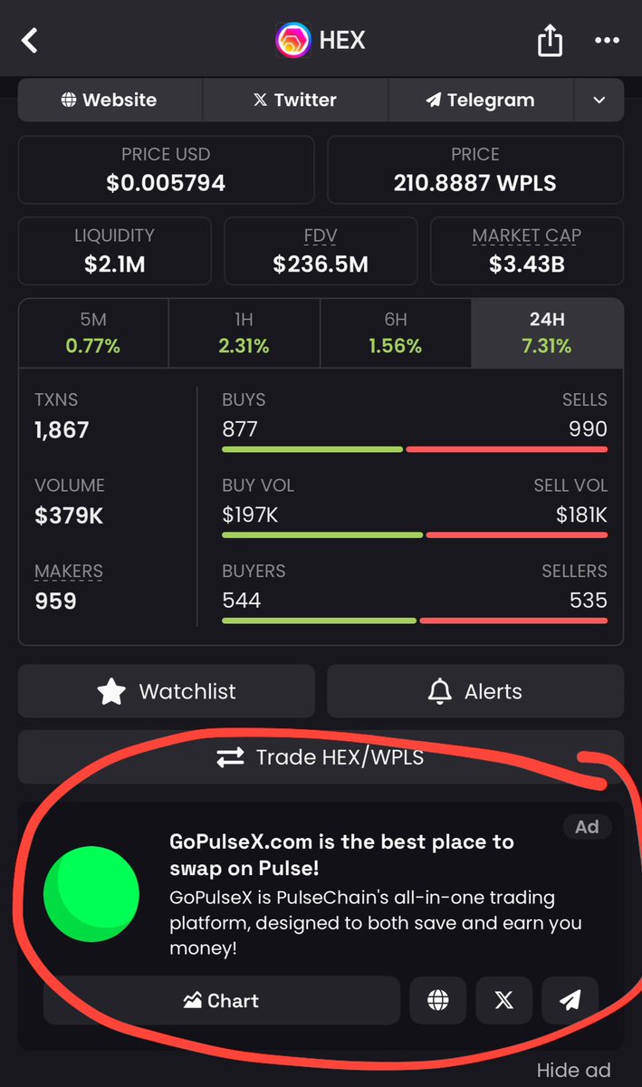 HEXtronaut (@hextronaut) on Twitter photo Lol looks like <a href="/GoPulsecom/">GoPulse.com - The PulseChain Suite</a> is getting desperate!
They are now advertising on Dexscreener.
In case you live under a rock, do NOT use Gopulse for swaps. They use hidden fees to steal money from the community.
Literally the WORST place to swap on Pulsechain.
Please share this Lol looks like <a href="/GoPulsecom/">GoPulse.com - The PulseChain Suite</a> is getting desperate!
They are now advertising on Dexscreener.
In case you live under a rock, do NOT use Gopulse for swaps. They use hidden fees to steal money from the community.
Literally the WORST place to swap on Pulsechain.
Please share this
