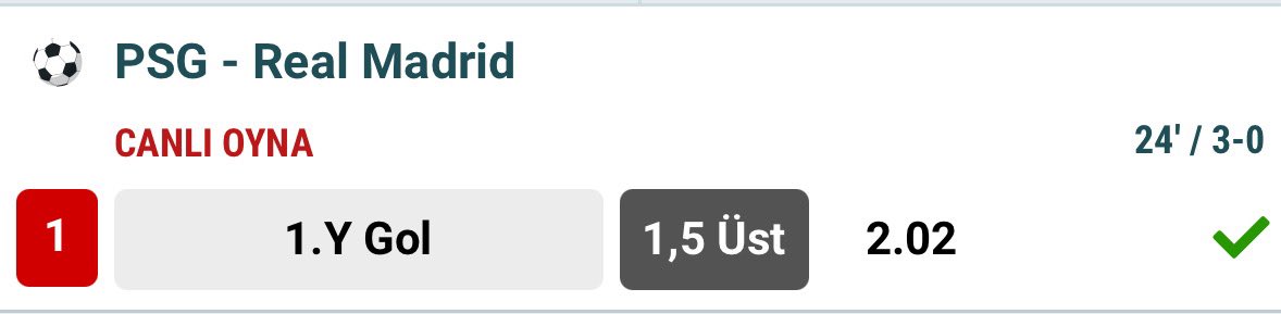 İlk yarı için en fazla bunları veriyordu. Adam 3,5 üst falan da verirdi ya 😊