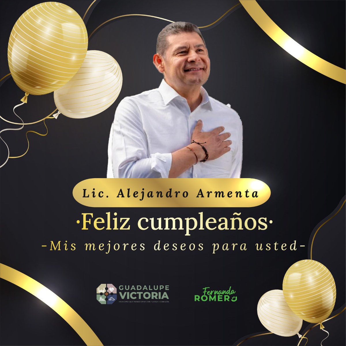 mfers14's tweet photo. Desde Guadalupe Victoria le enviamos un gran abrazo Sr. Gobernador. ¡Feliz cumpleaños! 🎈 https://t.co/WpStF8hHVg