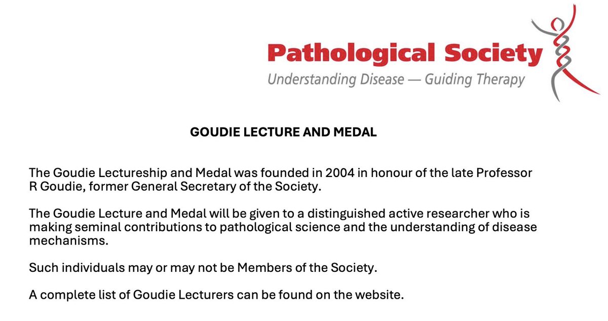 pathsoc's tweet image. Goudie Lecture - Call for Nominations ⭐️
Nominations for the Goudie Lecture, to be given at the 2026 Winter Meeting in January (London,UK) are open!
Deadline: 1 August 2025
Further information: tinyurl.com/2s4vbn2p