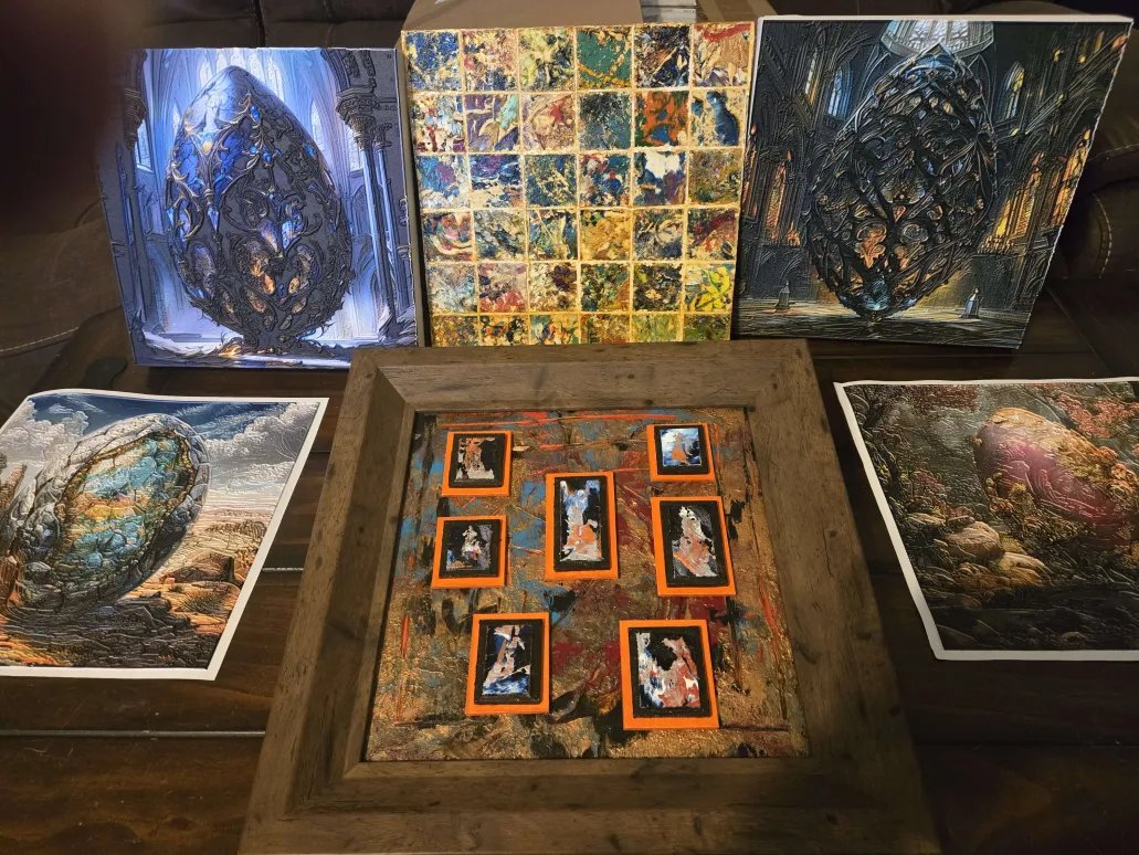 Cheryl (@cc76288) on Twitter photo Got an awesome surprise in the mail today ! My 2 Mosaic art pieces for minting <a href="/Tenochtitlans/">Tenoch Lara</a> & collectioning Eternal Sundials and my 4 Giclee Prints for my <a href="/DragonWorld__/">Dragon World</a> Dragon Eggs.. The quality is amazing and they are all 1 of 1 works of art signed & numbered by the artist Got an awesome surprise in the mail today ! My 2 Mosaic art pieces for minting <a href="/Tenochtitlans/">Tenoch Lara</a> & collectioning Eternal Sundials and my 4 Giclee Prints for my <a href="/DragonWorld__/">Dragon World</a> Dragon Eggs.. The quality is amazing and they are all 1 of 1 works of art signed & numbered by the artist