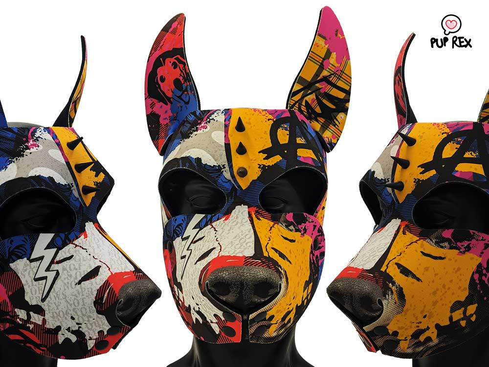 PupRexGear's tweet photo. Looks familiar? This punk pup hood is @wruffstuff's Hellhound 2021 in Pup Rex form. No I didn't steal it - it's a legit collaboration, although I'd say in this shape it's more boopable! https://t.co/KfnfWiou2f https://t.co/iLrwNkOq04