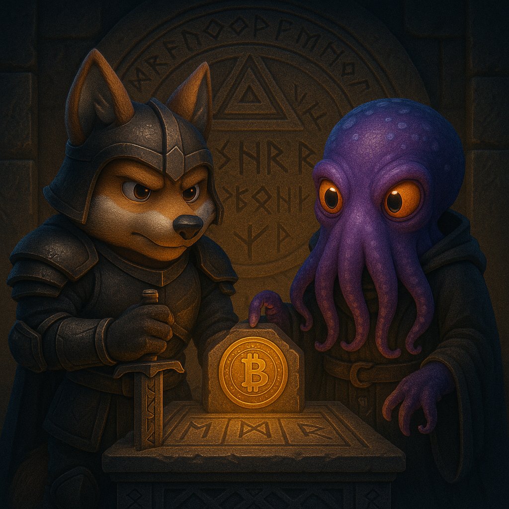 Lobo_Pieralini's tweet image. ⚔️ The pact was carved in runestone.
@lobothewolfpup  and @arjunsethi  summon Bitcoin power.
$LOBO is the rune of a new era.
#LOBOArmy #RuneMagic