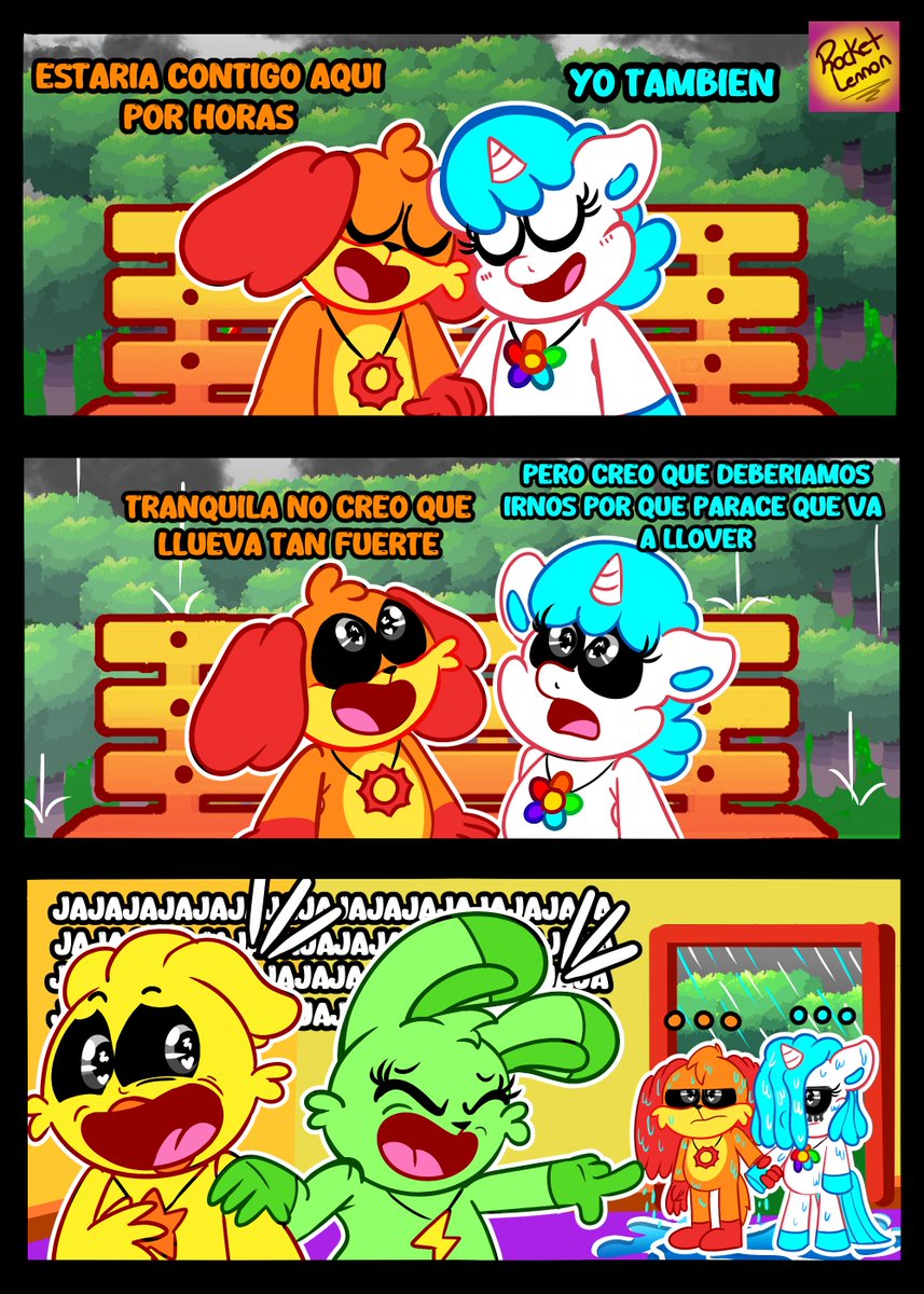 ||⛈️ La lluvia ⛈️||

Últimamente las lluvias donde vivo son brutales, mi consejo es que siempre lleven un paraguas.....y una toalla :"v

#SmilingCritters #SmilingCrittersFanart #SmilingsCritters #comic #PoppyPlaytime #PoppyPlaytimefanart