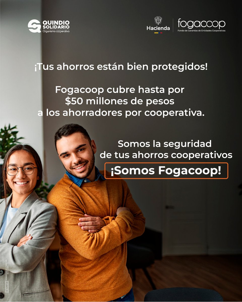 QSolidario's tweet photo. Porque la tranquilidad financiera también se protege.
#SeguroDeDepósitos #AhorraSeguro #FogacoopEsConfianza @Fogacoop https://t.co/Di7mAnP5e1