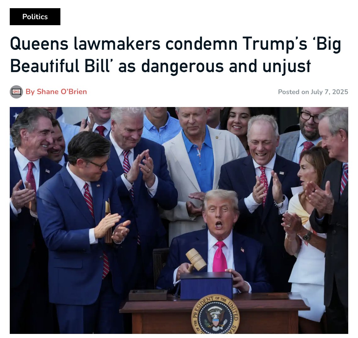 ValdezAssembly's tweet image. Trump’s bill is a betrayal of working people, and a promise kept to the billionaire class he actually answers to. It’s imperative that New York lead in this moment and step up to protect essential programs and services by taxing the wealthy.
➡️ qns.com/2025/07/queens…