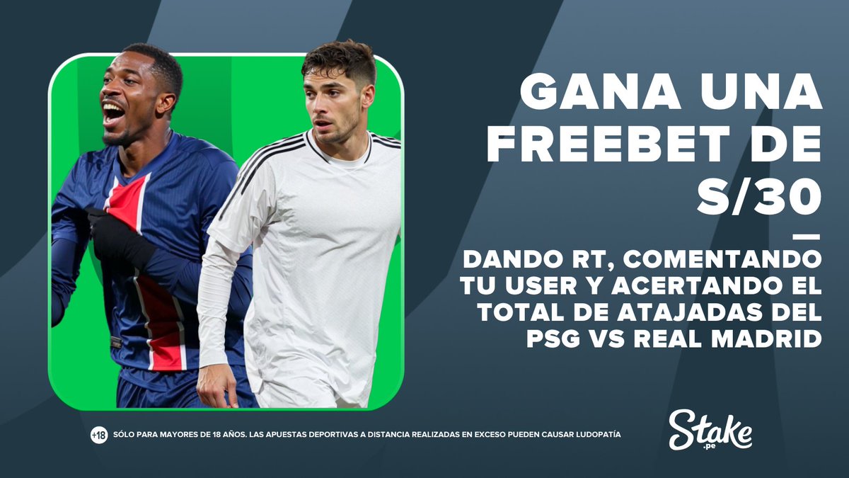 PeruStake's tweet photo. #PSGvsRM por #MundialDeClubes🏆
¿Se viene lluvia de goles o reacciona el Real Madrid? 🙃
Regalaremos una FREEBET de S/30 💸 a un Staker aleatorio que de RT, comenten su user y acierte el total de atajadas del partido 🧤
Apuesta aquí: https://t.co/EctROCkdF3 https://t.co/yyZLvIRfJC