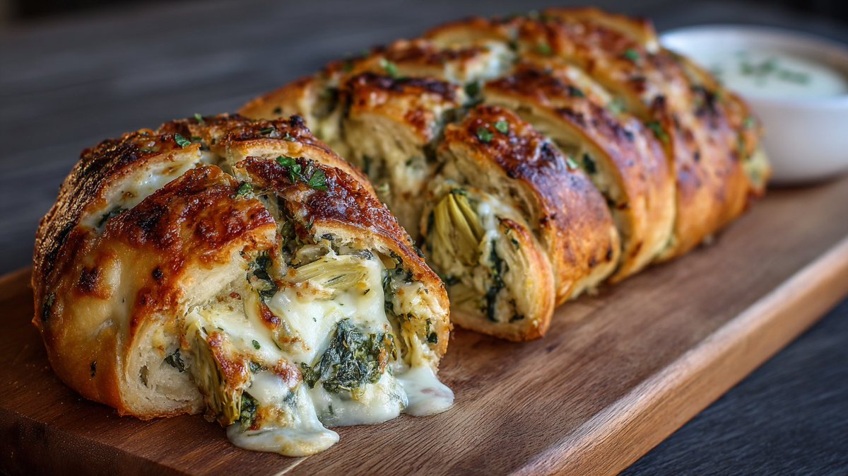 QSCooking's tweet image. This Spinach and Artichoke Stuffed Bread is a dip + bread in one. 🧀
Warm, cheesy, and perfect for pulling apart →
 quicksimplecooking.com/spinach-and-ar…
#stuffedbread #spinachdip #partyfood