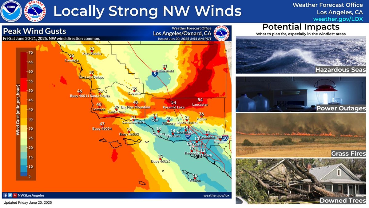Here are some computer model estimated high temperature trends for interior areas through Thursday. Triple digit heat will remain common away from the coast. #LAheat #LAWeather #cawx
