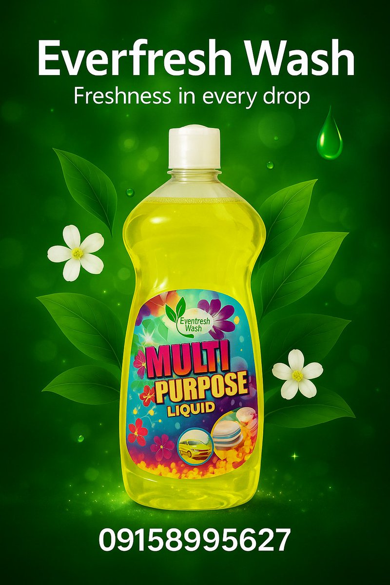 everfreshwash's tweet image. ✨ Freshness in Every Drop! ✨
Keep your home, car, and surroundings sparkling clean with Everfresh Multi-Purpose Liquid 🌿. One product, endless uses!

#EverfreshWash #FreshnessInEveryDrop #MultiPurposeUse
#NigeriaProduct 
#ShopNow