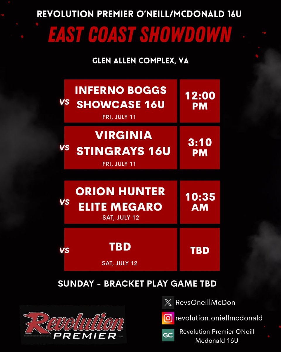 Here’s our upcoming weekend schedule! Watch us on GC!