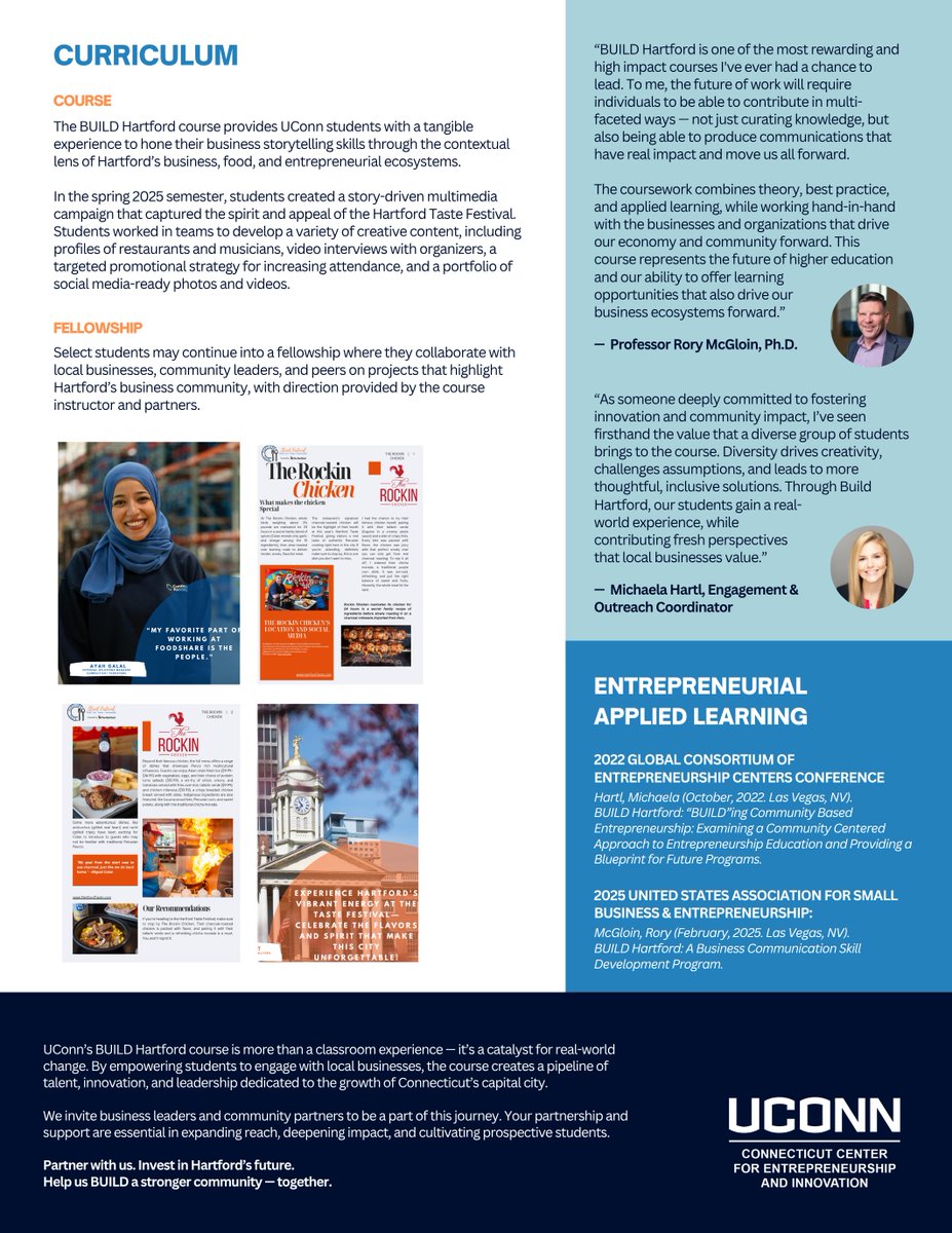 UConnCCEI's tweet image. Still thinking about your Fall 2025 schedule? Make it unforgettable by registering for BUILD Hartford! 🏙️ This isn't your typical course — it's a front-row seat to entrepreneurship, innovation, and community impact in the heart of Hartford.
Register at ccei.uconn.edu/build-hartford