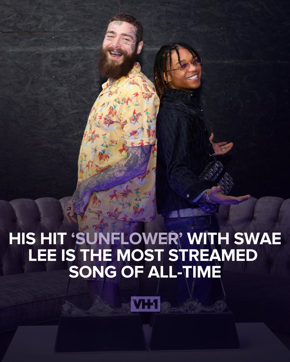 VH1's tweet image. The face-tatted, genre-jumping icon who's been dropping hits and bending rules since day one.

Rap, rock, pop, country—he’s in every lane and still ahead of the curve.

#PostMalone #VH1 #UnderTheirInfluence