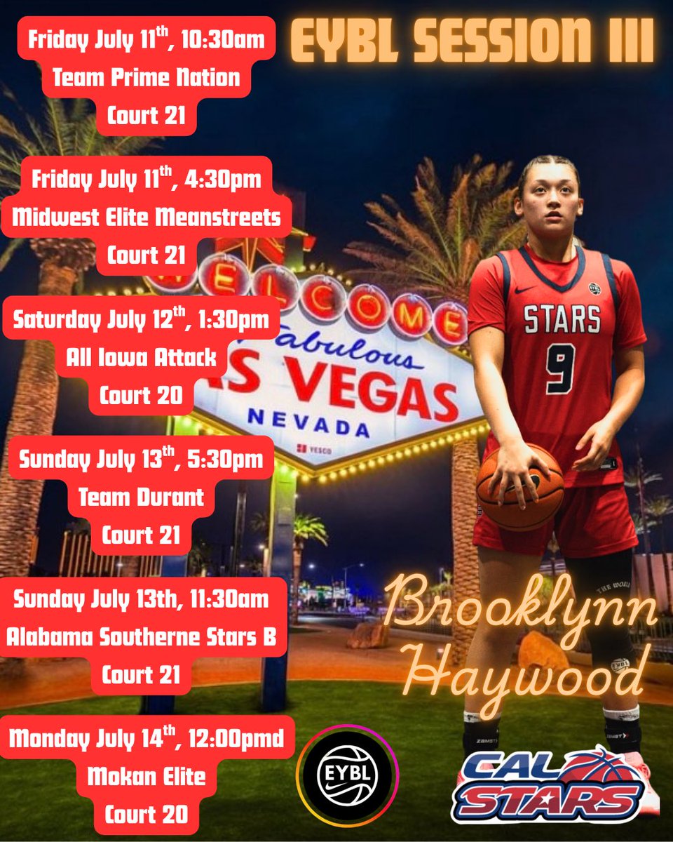 See you in Vegas for 
Session III of <a href="/NikeGirlsEYBL/">Nike Girls EYBL</a> with <a href="/CalStars/">CalStars</a> 17U. #nikebasketball #basketball #grind #focused #determined #passion
