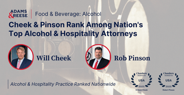 Adams & Reese (@adamsandreese) on Twitter photo Raise a glass with us to toast our #Alcohol & #Hospitality Partners Will Cheek & Rob Pinson - Ranked Nationwide in "Food & Beverage: Alcohol" in 2025 <a href="/ChambersGuides/">Chambers and Partners</a>. Rob & Will have a combined more than five decades of legal experience in the industry >> adamsandreese.com/newsroom/2025-⦠Raise a glass with us to toast our #Alcohol & #Hospitality Partners Will Cheek & Rob Pinson - Ranked Nationwide in "Food & Beverage: Alcohol" in 2025 <a href="/ChambersGuides/">Chambers and Partners</a>. Rob & Will have a combined more than five decades of legal experience in the industry >> adamsandreese.com/newsroom/2025-ā¦