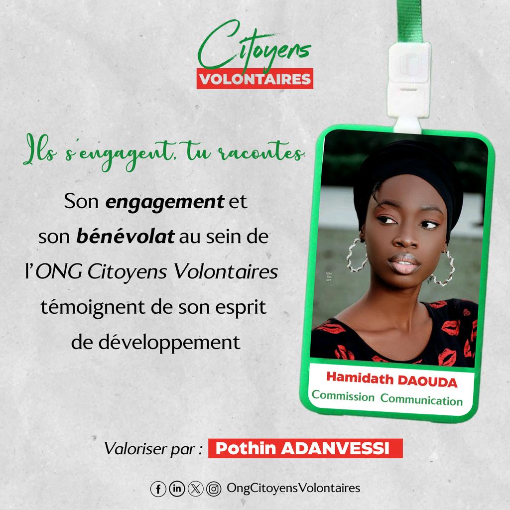 [ILS S'ENGAGENT, TU RACONTES]

👑 Allons à la découverte de la reine du jour : #Hamidath_Folashadé_DAOUDA

✍🏿Rédacteur : <a href="/PothinAdanvessi/">Pothin ADANVESSI</a> 
Designed by : #Jimmy_HOUNDJO

______________________________________
Hommage à Hamidath A.Y DAOUDA, Une plume au service de la planète
Bénin