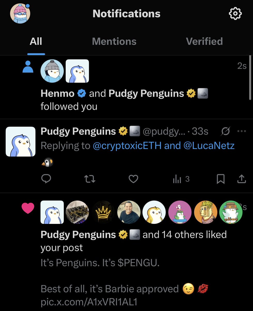 cryptoxicETH's tweet image. Barbie got the follow π§π Thanks for the love, @PudgyPenguins π«Άπ» Clearly the pink vibes hit π Now all I need is more $PENGU to complete the fit π π