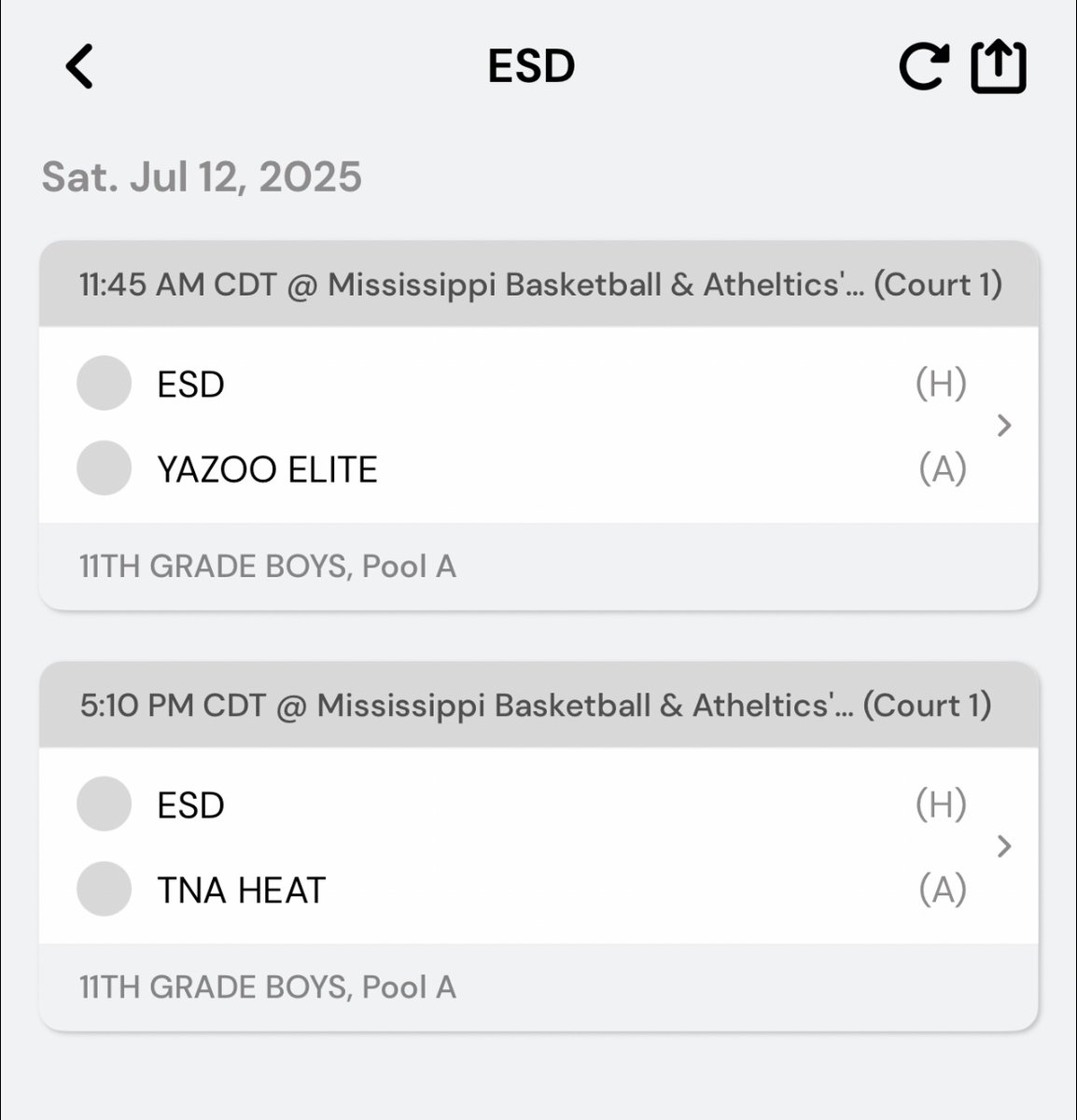 I will be in Jackson this weekend with <a href="/Esdelite2024/">ESD Elite AAU Program</a>. Here is the schedule for Saturday. 
<a href="/CoachKMorris/">Kyle Morris</a> <a href="/cordwright/">Cord Wright</a> <a href="/JWW_10/">John Wiley Works Jr.</a> <a href="/CoachReek_/">• Reek •</a> <a href="/Coach_AMcIntyre/">Aaron McIntyre</a> <a href="/coachjohnredman/">Coach John Redman</a> <a href="/Coach_Windom/">Keith Windom, Jr.</a> <a href="/jonesbball2/">Tim Walsh</a> 
<a href="/Coach_DWil/">Darrian Wilson</a> <a href="/levinegriffin/">Griffin Levine</a> <a href="/CoachJordan_EC/">Jordan Whittington</a> <a href="/coachjoshbrooks/">Josh Brooks</a>