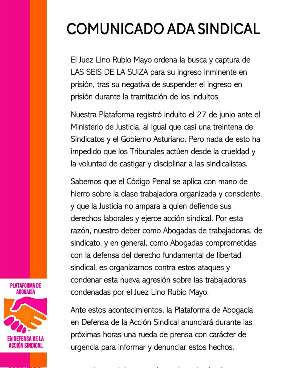 Plataforma Abogacía Defensa de la Acción Sindical tweet media
