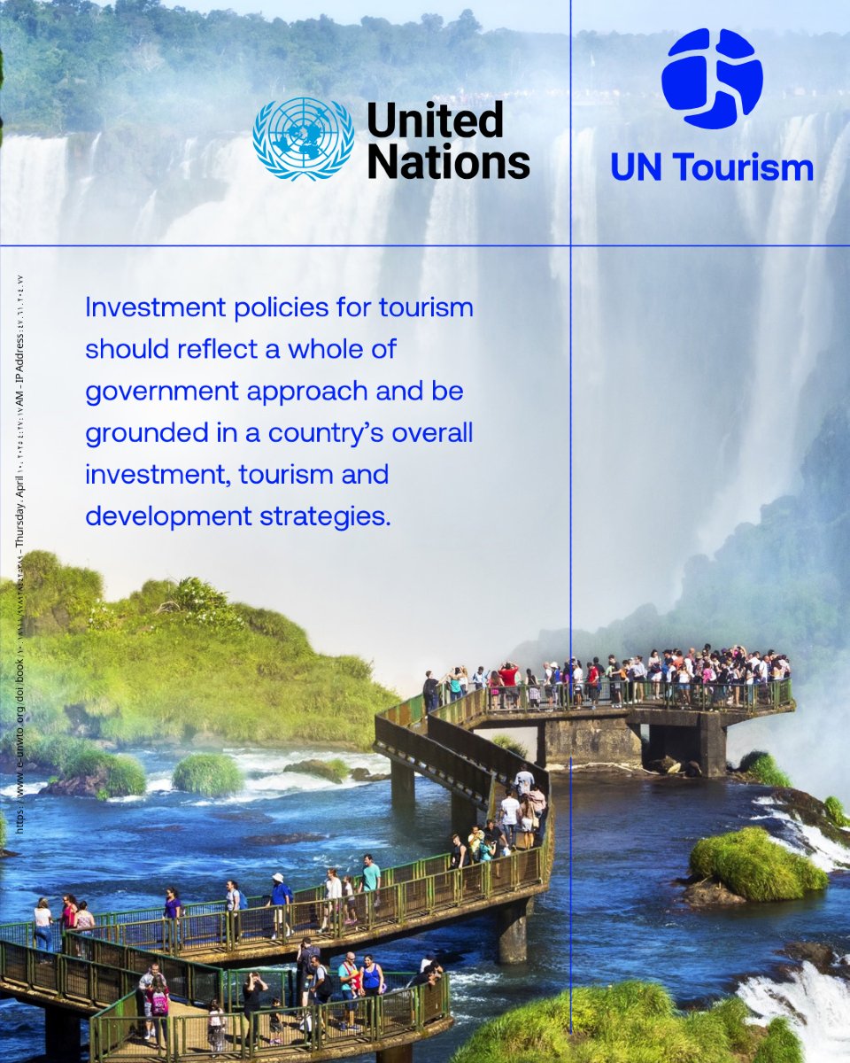 UNWTOAcademy's tweet image. Guiding Principles for Sustainable Tourism Investment:
Principle 1 – Policy Coherence & Internal Organization 🌱
Make tourism investments work by aligning policy and internal efforts with local needs, driving real progress on the #SDGs.
Learn more: f.mtr.cool/gxwidpqqpj