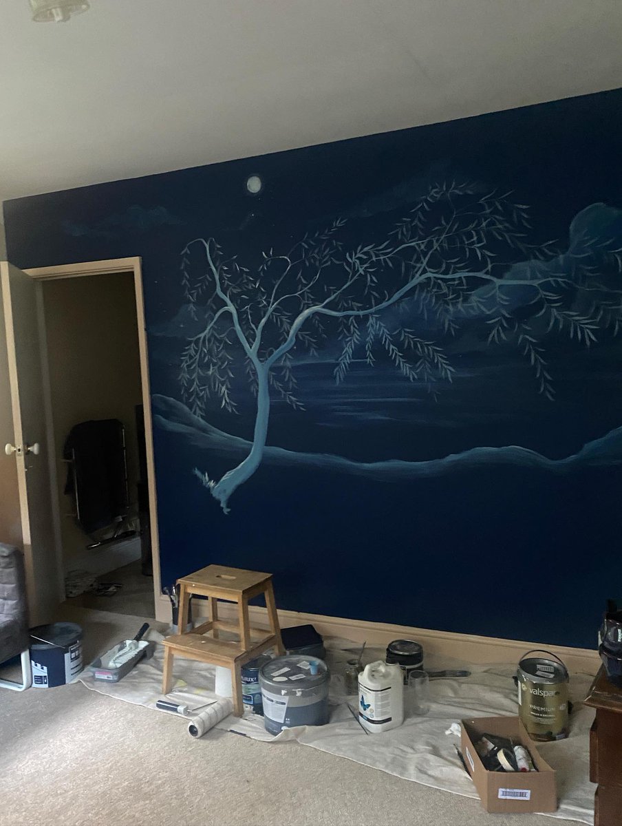 Bedroom mural progress.. sapphire night