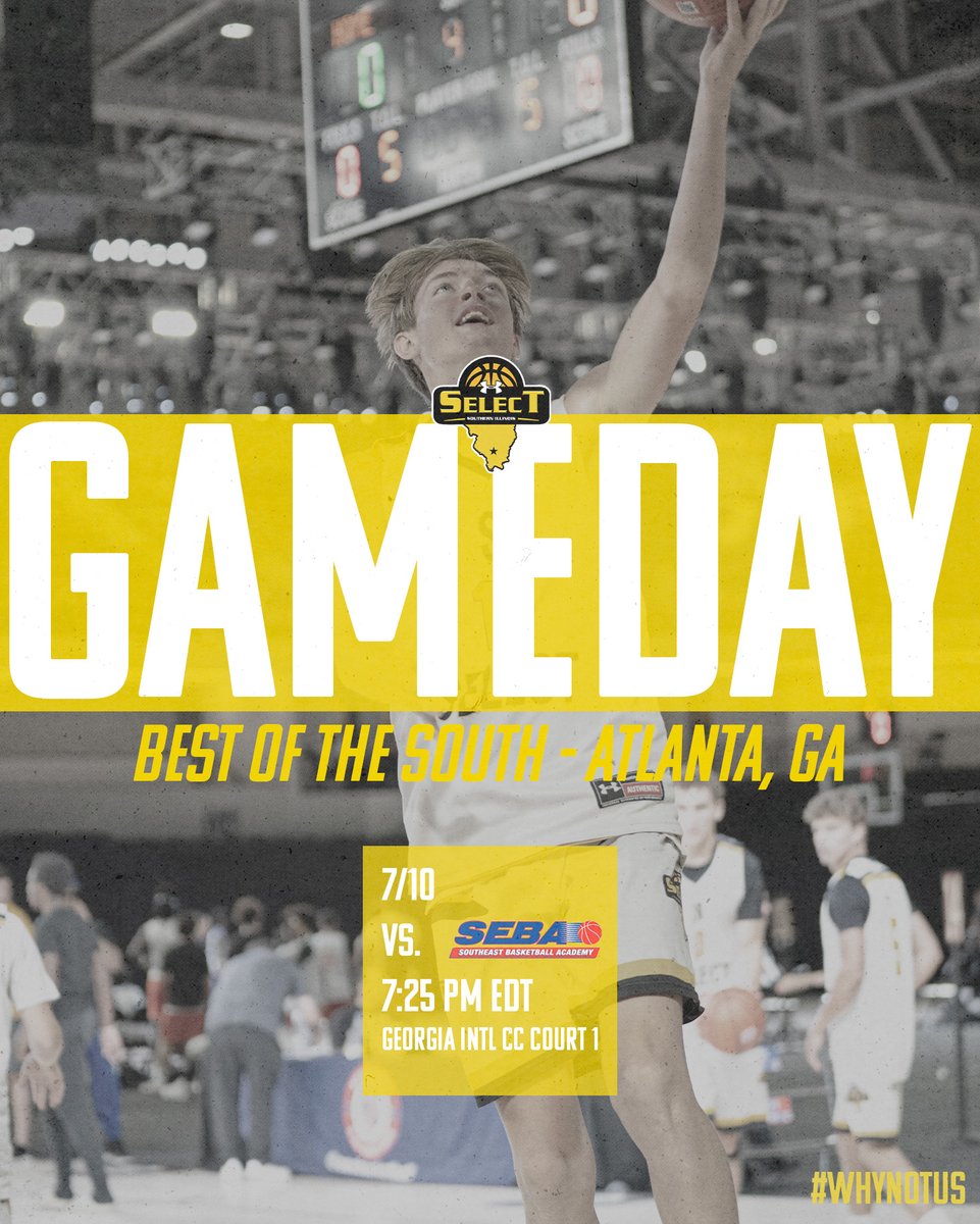 𝐁𝐄𝐒𝐓 𝐎𝐅 𝐓𝐇𝐄 𝐒𝐎𝐔𝐓𝐇
The live period begins tonight as SI Select heads to Atlanta for Best of the South.
📍 Georgia International Convention Center
🆚 7/10 – 7:25 PM EDT vs. SEBA FCI Warriors (Court 1)
👤 #10 Quentin Osburn

#WhyNotUs | #Family