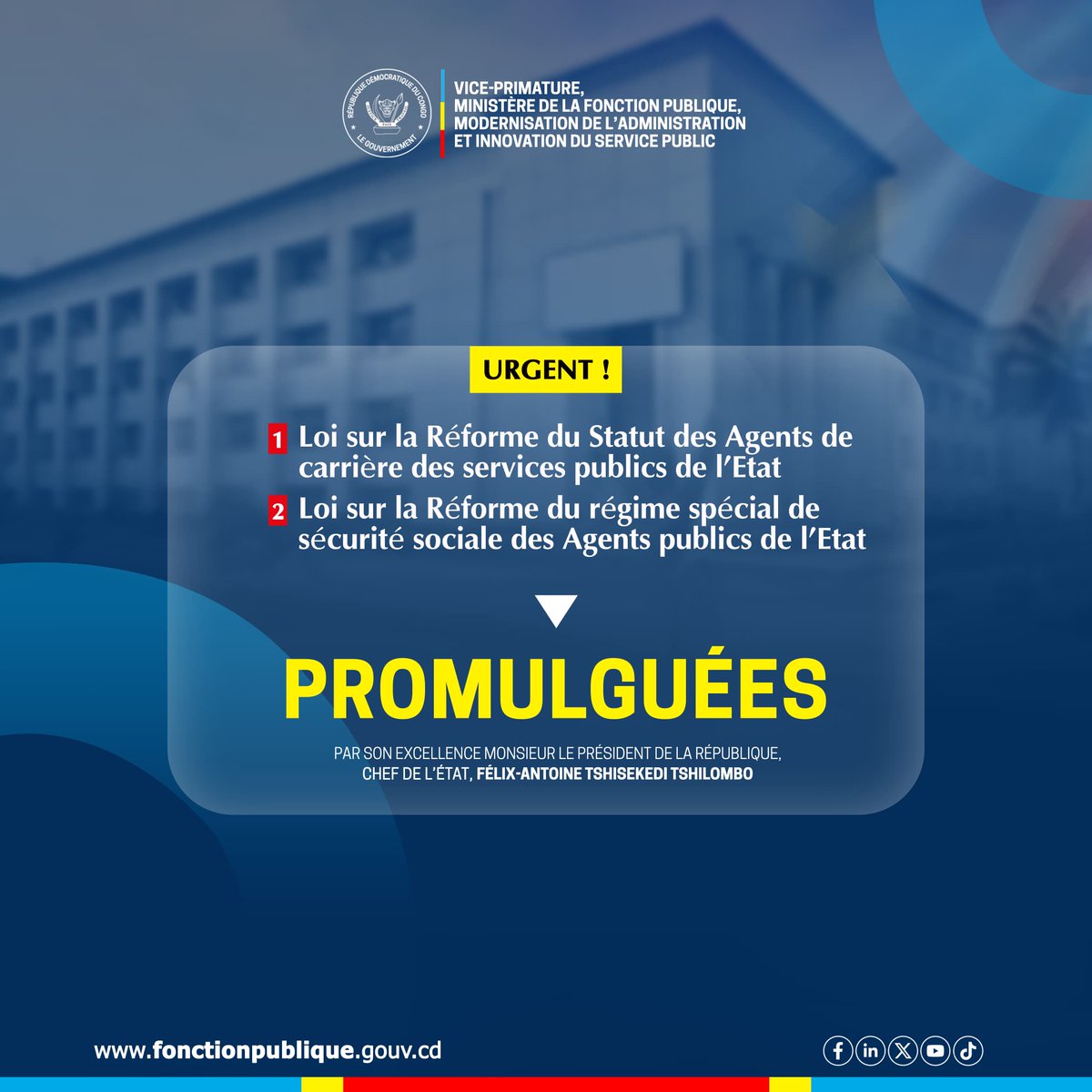 FonctionPubliqueRdc (@fp_rdc) on Twitter photo #FonctionPubliqueRDC | Historique ! Après un long et rigoureux parcours législatif marqué par plusieurs étapes devant les deux chambres du Parlement, deux textes législatifs majeurs portés par le Vice-Premier Ministre en charge de la Fonction publique, Jean-Pierre <a href="/LihauEbua/">Jean-Pierre LIHAU</a>, ont #FonctionPubliqueRDC | Historique ! Après un long et rigoureux parcours législatif marqué par plusieurs étapes devant les deux chambres du Parlement, deux textes législatifs majeurs portés par le Vice-Premier Ministre en charge de la Fonction publique, Jean-Pierre <a href="/LihauEbua/">Jean-Pierre LIHAU</a>, ont