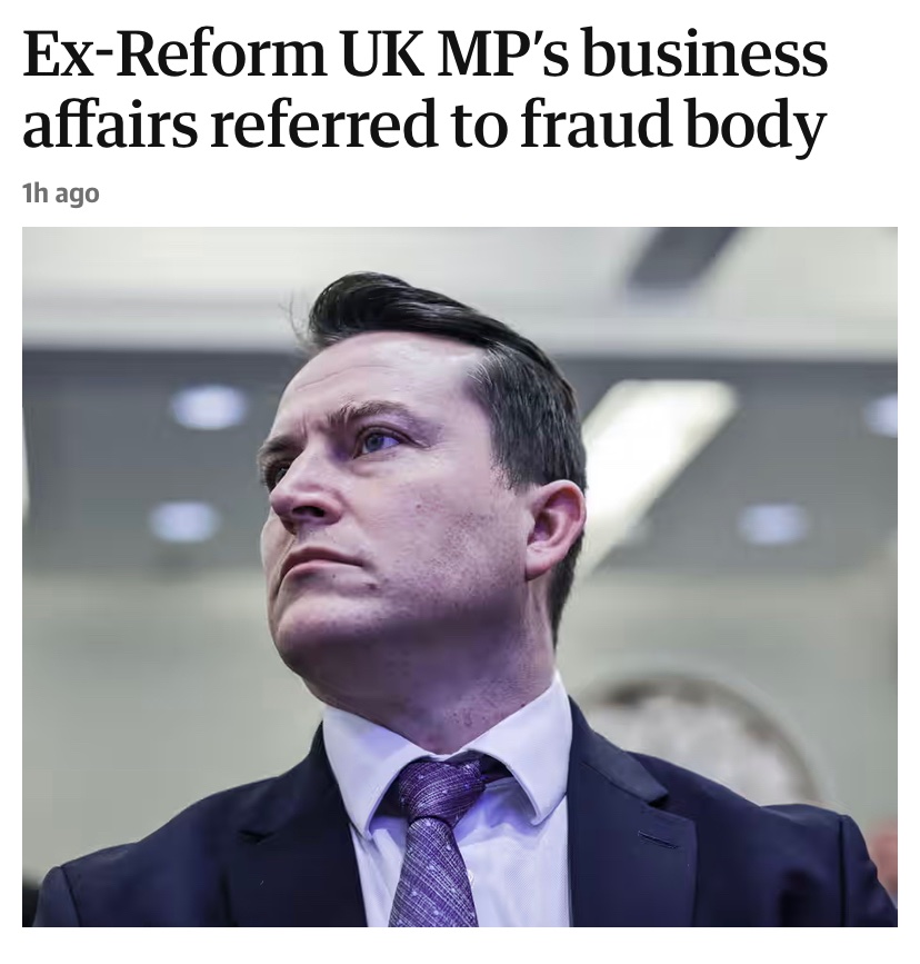 Absolutely everything and everyone Nigel Farage is involved with is a fraud.

From Brexit, to his associates, and even his choice of partner.

He is fraud personified.