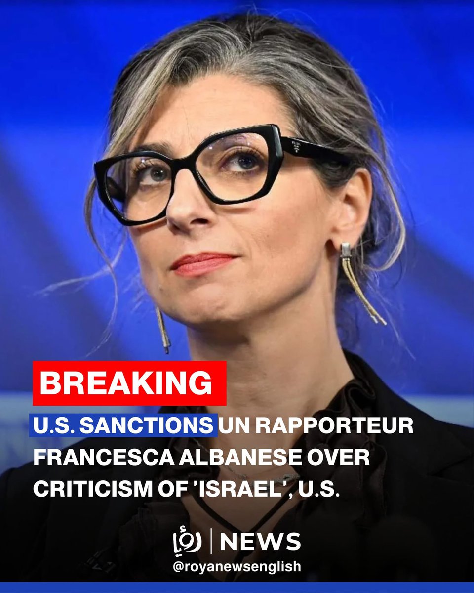 The US sanctioning UN Rapporteur Francesca Albanese is an attack on international law, free speech and the UN. Her only crime? Calling out Israel’s atrocities in Gaza. 

The US simply cannot handle the truth. 🇵🇸
