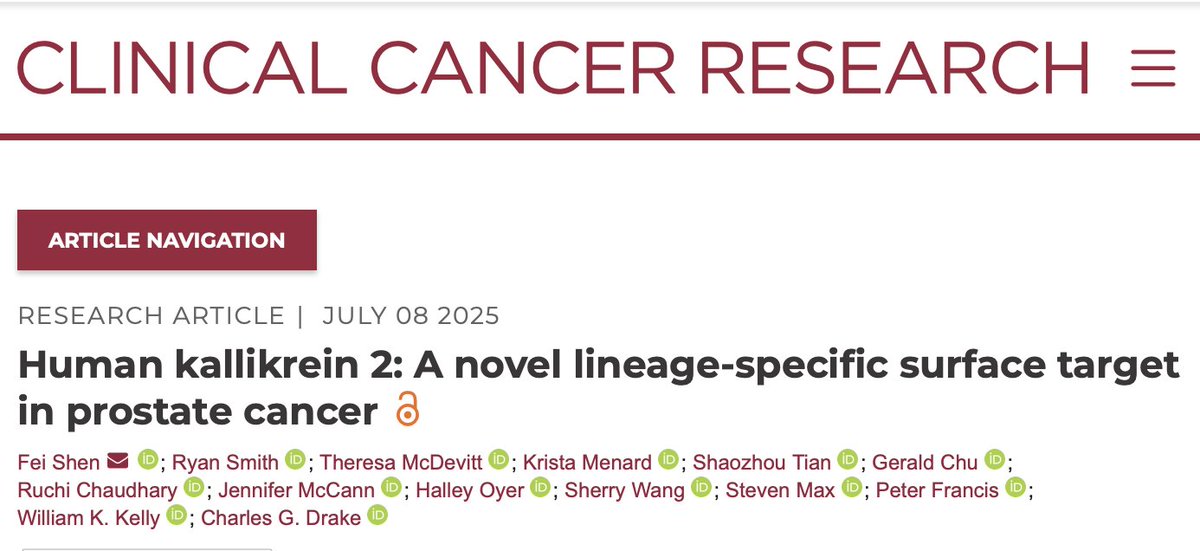 Yüksel Ürün (@dryukselurun) on Twitter photo Human kallikrein 2: A novel lineage-specific surface target in prostate cancer
🧬KLK2, a prostate-specific cell surface target, unlocked.
🔵3 therapies (bispecific T-cell, alpha-radioligand, CAR T) show strong preclinical activity.
<a href="/CCR_AACR/">Clinical Cancer Research</a> <a href="/AACR/">AACR</a> <a href="/OncoAlert/">OncoAlert</a> <a href="/OncBrothers/">Oncology Brothers</a> Human kallikrein 2: A novel lineage-specific surface target in prostate cancer
🧬KLK2, a prostate-specific cell surface target, unlocked.
🔵3 therapies (bispecific T-cell, alpha-radioligand, CAR T) show strong preclinical activity.
<a href="/CCR_AACR/">Clinical Cancer Research</a> <a href="/AACR/">AACR</a> <a href="/OncoAlert/">OncoAlert</a> <a href="/OncBrothers/">Oncology Brothers</a>