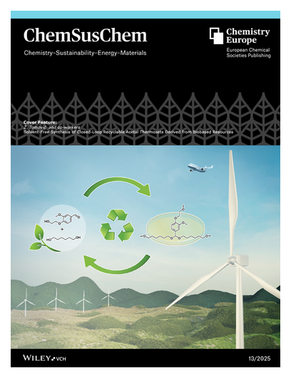 #ChemSusChem #OnTheCover Solvent-Free Synthesis of Closed-Loop Recyclable Acetal Thermosets Derived from Biobased Resources (ChemSusChem 13/2025) (Zeljko Tomovic and co-workers) onlinelibrary.wiley.com/doi/10.1002/cs… • onlinelibrary.wiley.com/doi/10.1002/cs…