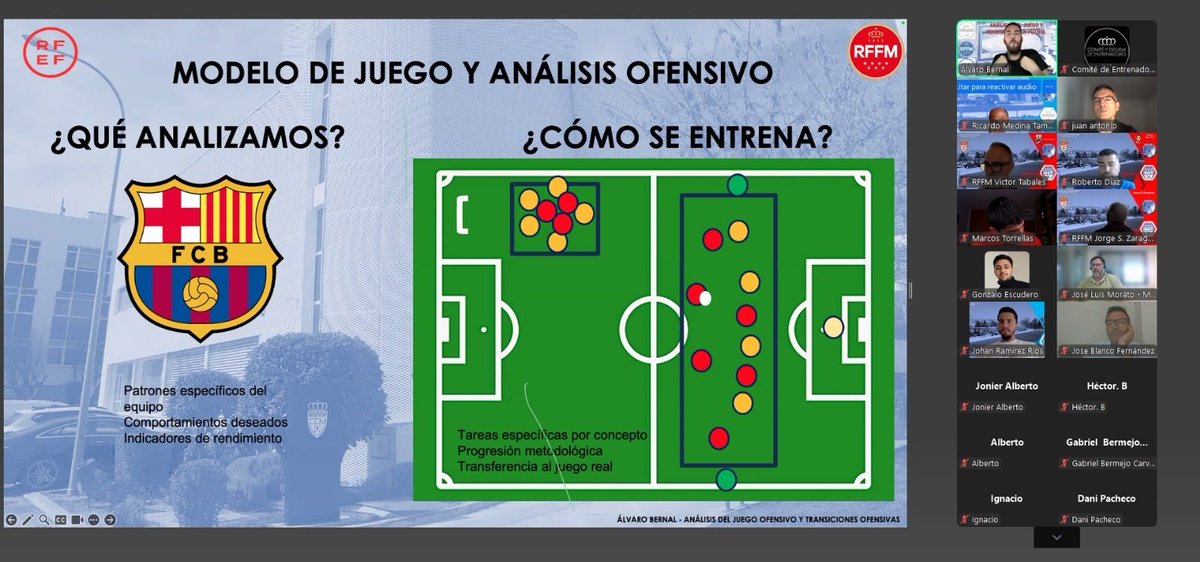 El curso de 'Análisis y Scouting de Fútbol Campo' ha tenido hoy una clase magistral de <a href="/AlvaroJBA/">Alvaro Bernal</a>, a quien <a href="/serranonino/">miguel angel serrano</a> ha agradecido su aportación

El curso dirigido por <a href="/danidatos/">Daniel Velázquez</a> recibe cada semana a profesionales contrastados del campo del análisis con diferentes perspectivas