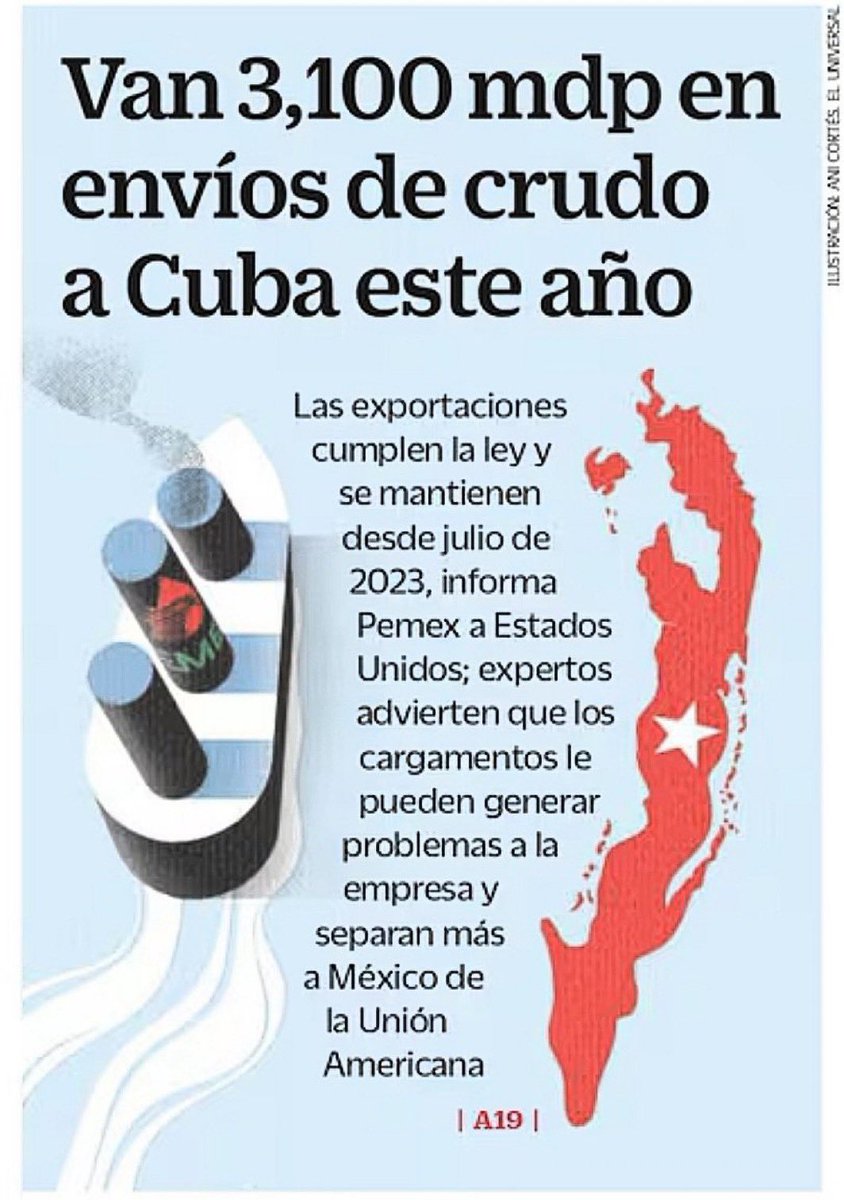 Pemex está quebrada. Pierde millones de pesos por robo de combustible, no puede pagarle a sus aceeedores, su refinería no funciona, y sigue regalando petróleo a Cuba. Así es la realidad de un gobierno que solo responde a intereses políticos.