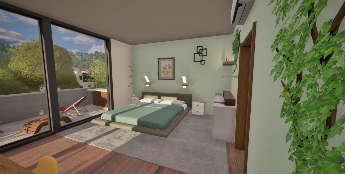 A peaceful retreat with soft tones, natural light, and a touch of green: Timophy’s bedroom design is the definition of calm and comfort. Bonus points for that sunlit terrace view ☀️

Clean, modern, and made to unwind 🛏️