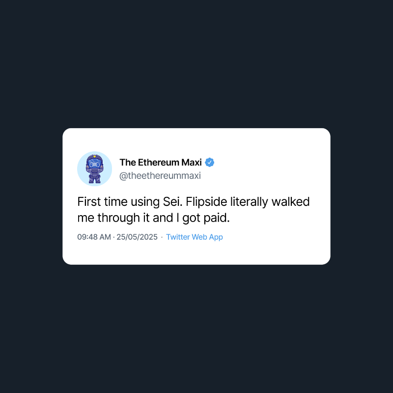 flipsidecrypto's tweet photo. If you’ve never used Sei, this is the easiest way to start.
No bridge, no setup. Just quests + rewards.