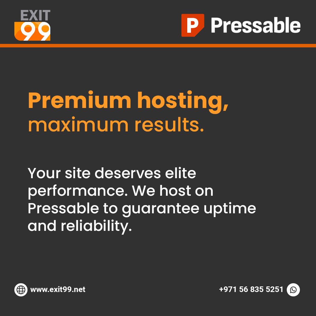 exit99group's tweet photo. Your site deserves elite performance. We host on Pressable to guarantee uptime and reliability.#HostingMatters #Pressable #WordPressHosting #exit99group #exit99_design_studio https://t.co/yglx4ji7Bg