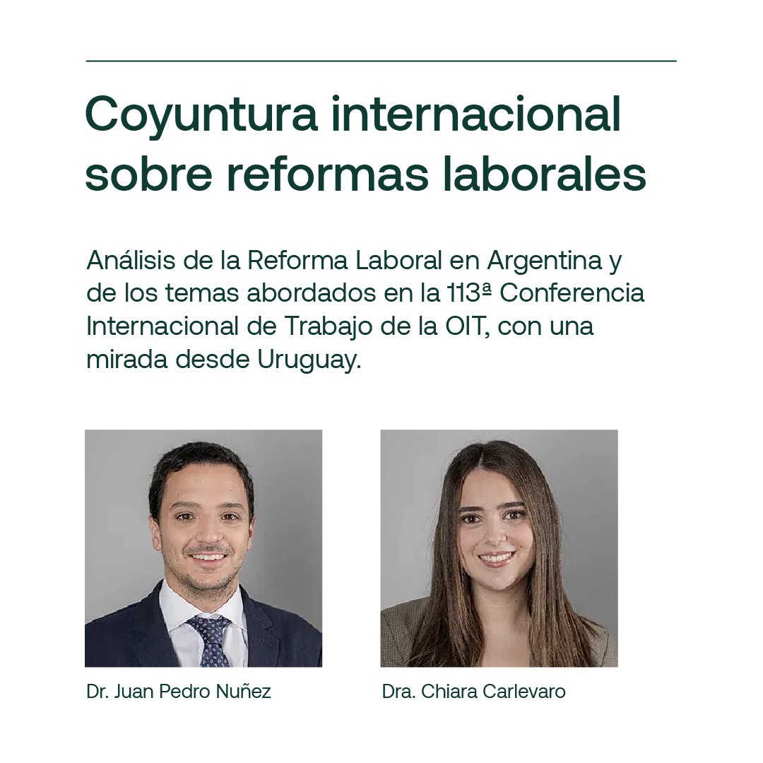 Juan Pedro Nuñez y Chiara Carlevaro analizan reformas laborales en Argentina y lo más destacado de la Conferencia de la OIT, con foco en sus implicancias jurídicas para Uruguay.

Artículo completo en: pdelc.com.uy/es/novedades/l…

#Laboral

#PdelC #Servimos