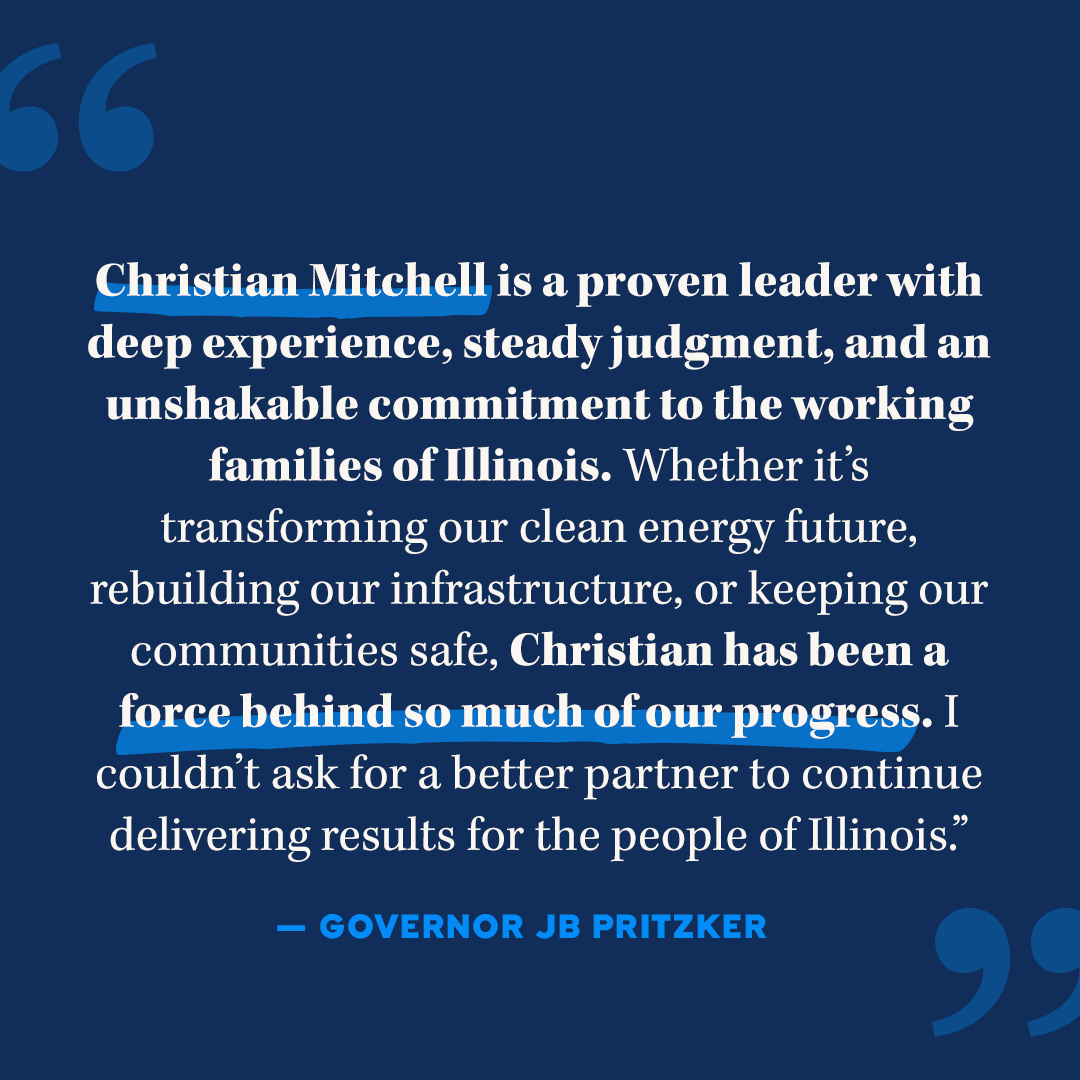 JBPritzker's tweet image. Christian is a proven leader, and I’m confident he’ll make a great Lieutenant Governor. I’m excited for the people of Illinois to get to know him better and learn more about his fight for working families.