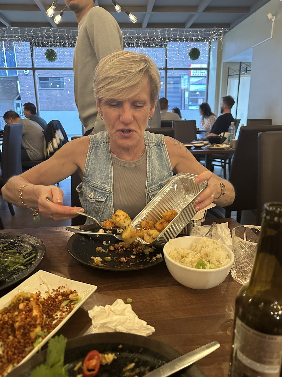 55 today (and taking the leftovers home for her dinner tomorrow)