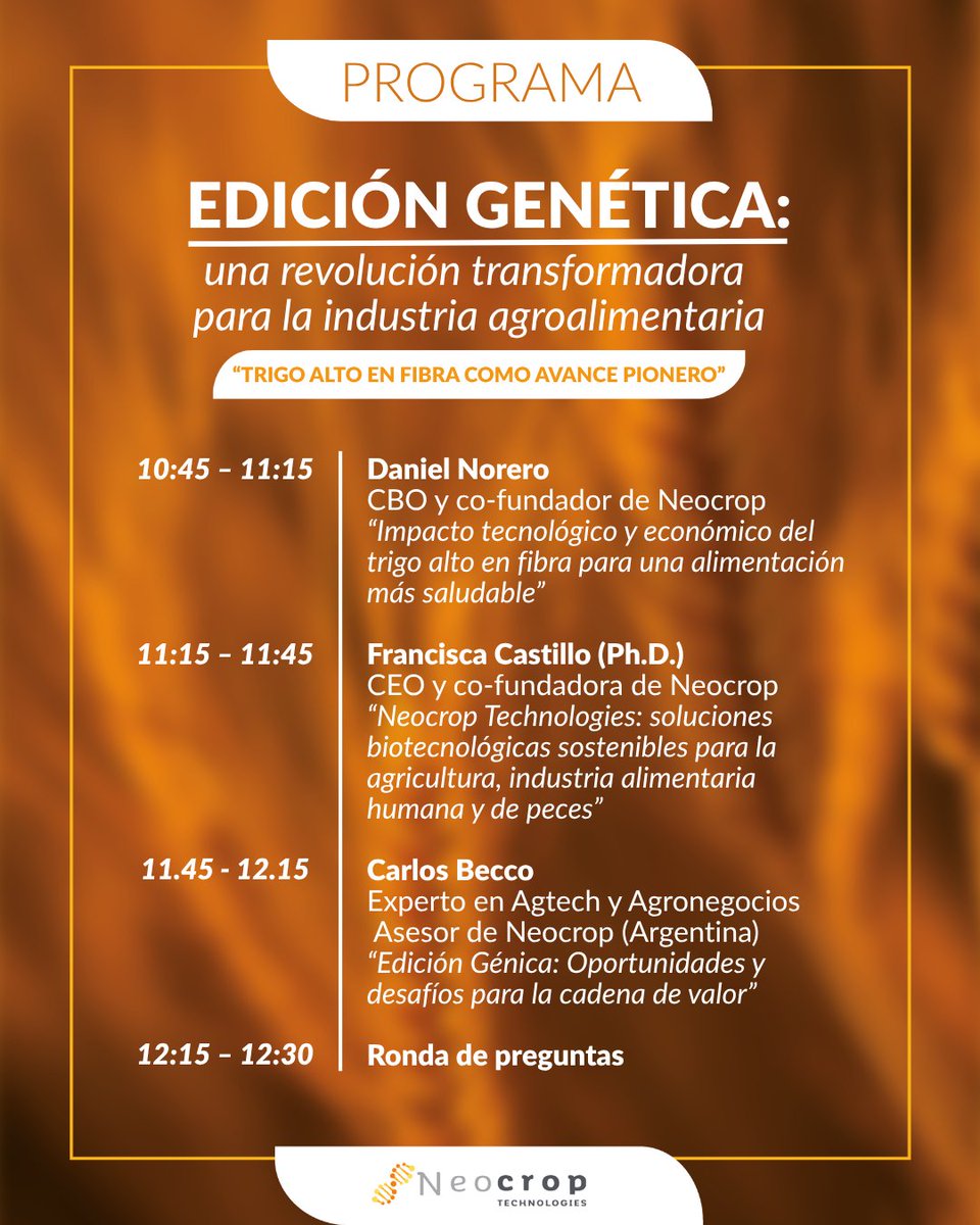 DanielNorero's tweet image. Este 15 de julio, expertos de Chile 🇨🇱 y Argentina 🇦🇷 se reunirán en #Valdivia para analizar los avances y aplicaciones de la edición genética en el #trigo y otros cultivos 🧬🍞🌱 diariodevaldivia.cl/noticia/actual… | 📝 Inscripción [evento presencial]: docs.google.com/forms/d/e/1FAI…