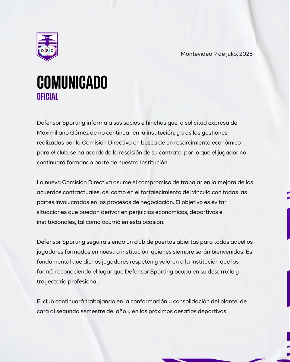 Comunicado oficial 📋